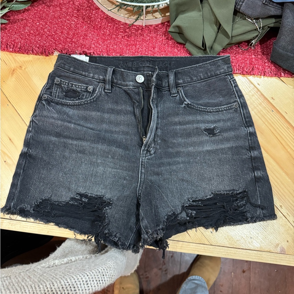 American Eagle Outfitters Black Distressed Jean Shorts